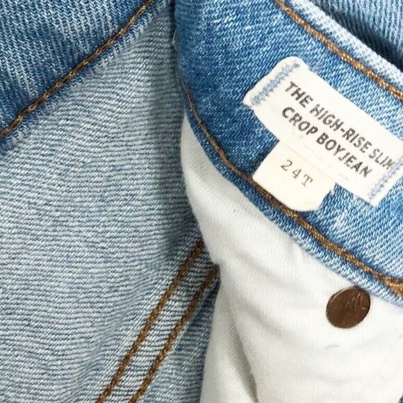Madewell 24T The Tall High-Rise Slim Crop Boyjean Light Dumas Wash Ripped MC599 - Picture 7 of 12